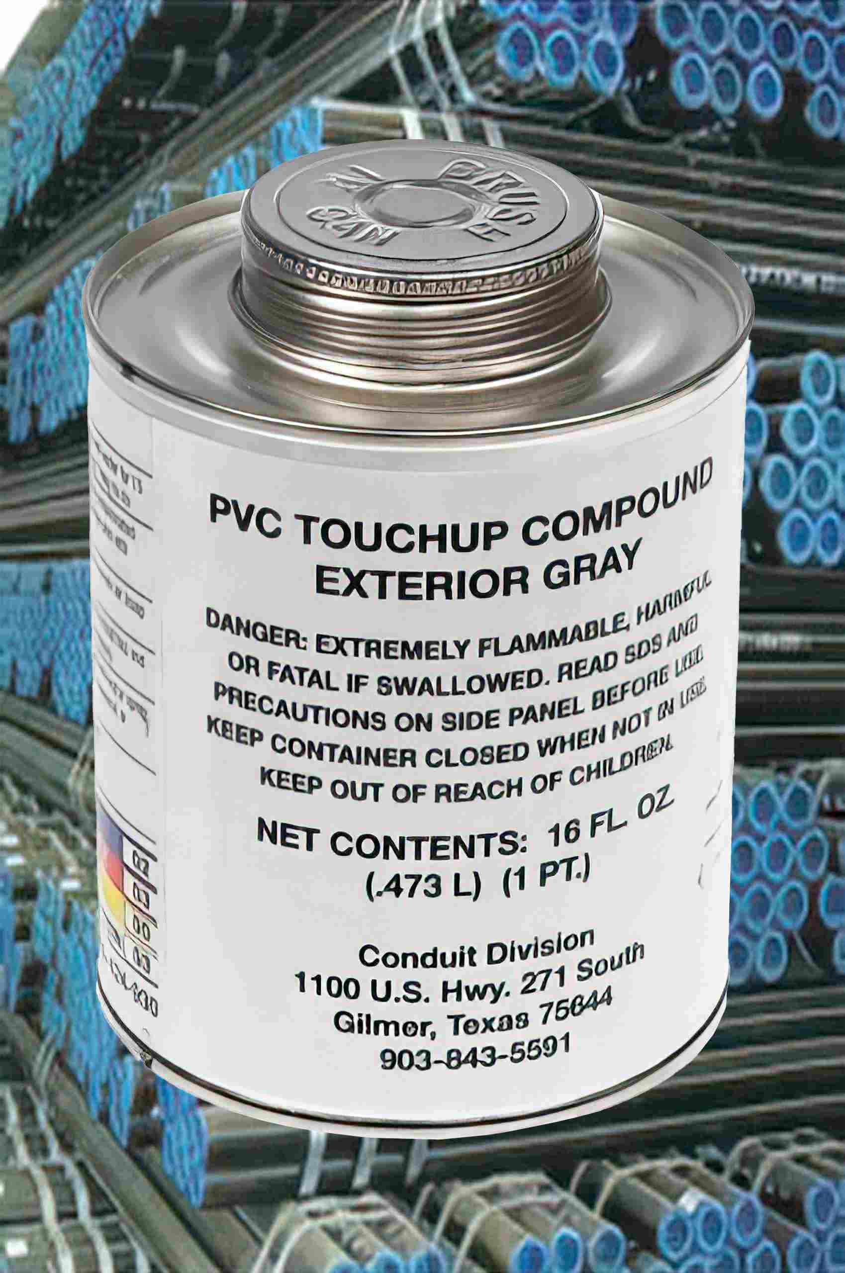 PVC Gray Touch-Up - Pint Can, Brush Top